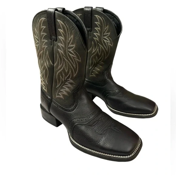 Brand New ARIAT Leather Cowboy Boots in Black Deertan Size 11
